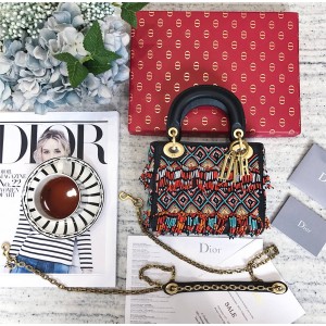 Dior/迪奥官网女包新款Lady mini波西米亚流苏包戴妃包-包包图片价格