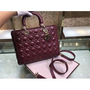 DIOR迪奥中文官网高仿包包大号Lady七格翻盖购物袋戴妃包M0566