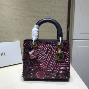 迪奥官网代购包包LADY DIOR ANIMALS中号珠珠刺绣牛皮五格戴妃包