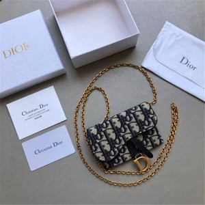 dior官网女包迪奥原单新款NANO 马鞍手拿包Oblique链条钱包S5654