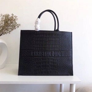 dior法国官网迪奥奢侈品专卖鳄鱼纹牛皮大号BOOK TOTE 托特包购物袋