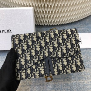 dior官方网站迪奥奢侈品购物网Dior Oblique印花马鞍链条手拿包S5620