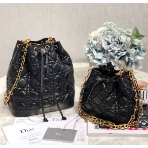 Dior/迪奥代购中文官网女包新款抽绳链条斜跨单肩水桶包