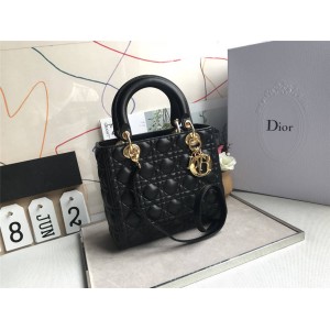 Dior/迪奥香港官网女包经典五格LADY小羊皮手提包戴妃包