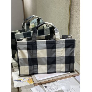 DIOR迪奥官网代购正品格子条纹Book Tote 系列购物袋