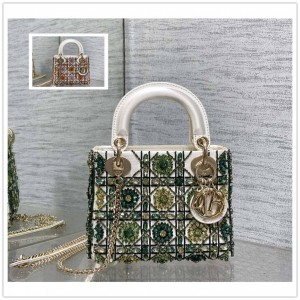 dior官方网站迪奥Lady最新艺术限量版重工珠子刺绣三格戴妃包