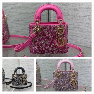 dior官网女包迪奥Lady最新限量手工珠子micro系列戴妃包