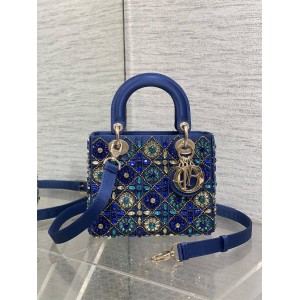 dior中国官网迪奥Lady最新艺术限量版重工珠子刺绣四格戴妃包