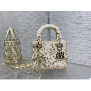 dior美国官网迪奥Lady最新限量版刺绣金色喜鹊手工珠子戴妃包