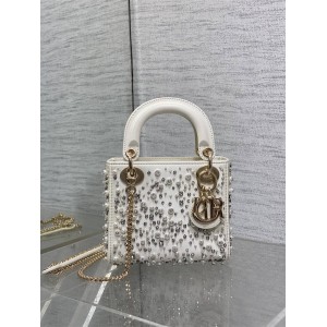 dior香港官网迪奥Lady最新限量版重工翠钻珠子戴妃包