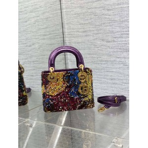 dior法国官网迪奥Lady最新艺术限量版重工珠子刺绣三格戴妃包