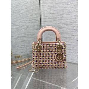 迪奥包包官网价格DIOR Lady最新艺术重工珠子刺绣三格戴妃包