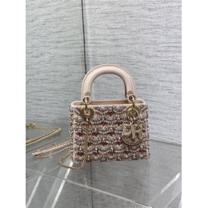 迪奥专卖店DIOR Lady限量版重工珠子刺绣三格戴妃包