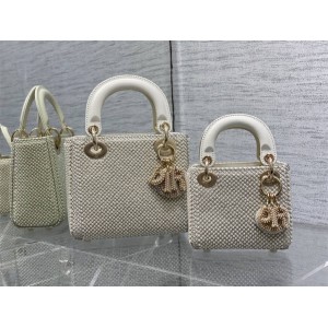 dior包包官网价格迪奥Lady限量版刺绣珍珠手工micro戴妃包