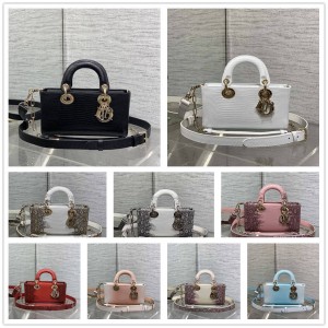 dior官网包迪奥Lady D-Joy 小号蜥蜴纹横版戴妃包