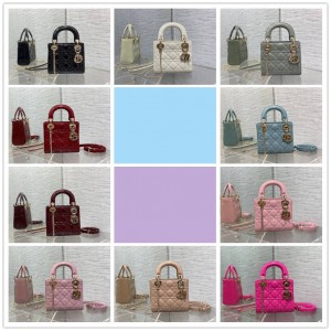 迪奥包包 M0505 迷你 Lady Dior 手袋（漆皮三格戴妃包）