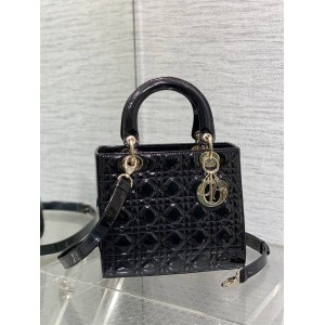 迪奥包包官网价格DIOR M0565 LADY 中号五格戴妃包（漆皮）