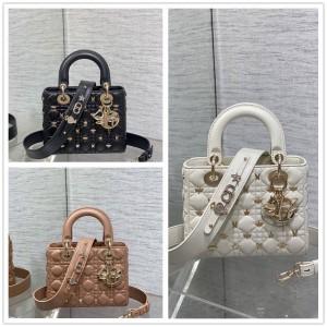 迪奥包包 M0538 小号 Lady Dior 四格限量版蜻蜓钉戴妃包
