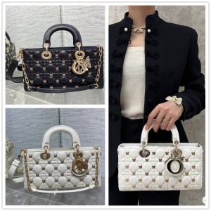 迪奥美国官网DIOR M0540 中号 Lady D-Joy 粗蝴蝶钉横版戴妃包