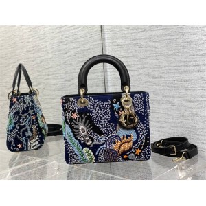 迪奥包 M0565 Lady Dior 中号五格戴妃包（海底珠子款）