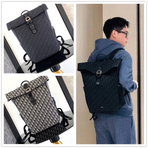 迪奥男包 1ESBA216 Dior 8 Rolltop Rucksack老花双肩包