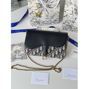 dior美国官网迪奥女包 S5907 中号马鞍链条包（拼皮）