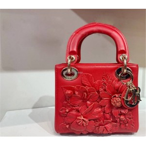 Dior迪奥中国官网包包新款立体贴花mini lady三格戴妃包手提包