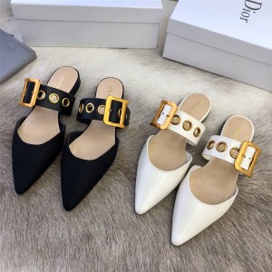 迪奥香港官网新款女鞋奢侈品代购网D-Dior 芭蕾穆勒鞋半拖鞋KCB607